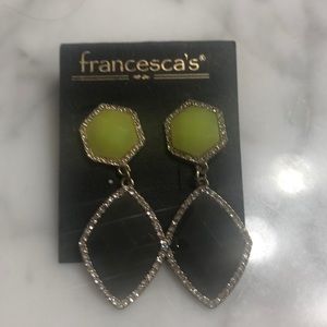 Yellow and gray drop earrings